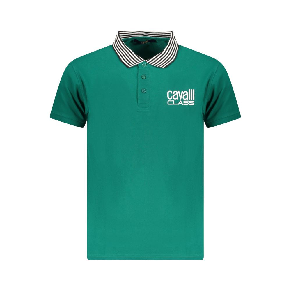 Cavalli Class Green Cotton Men Polo Shirt -   -  Cavalli Class.