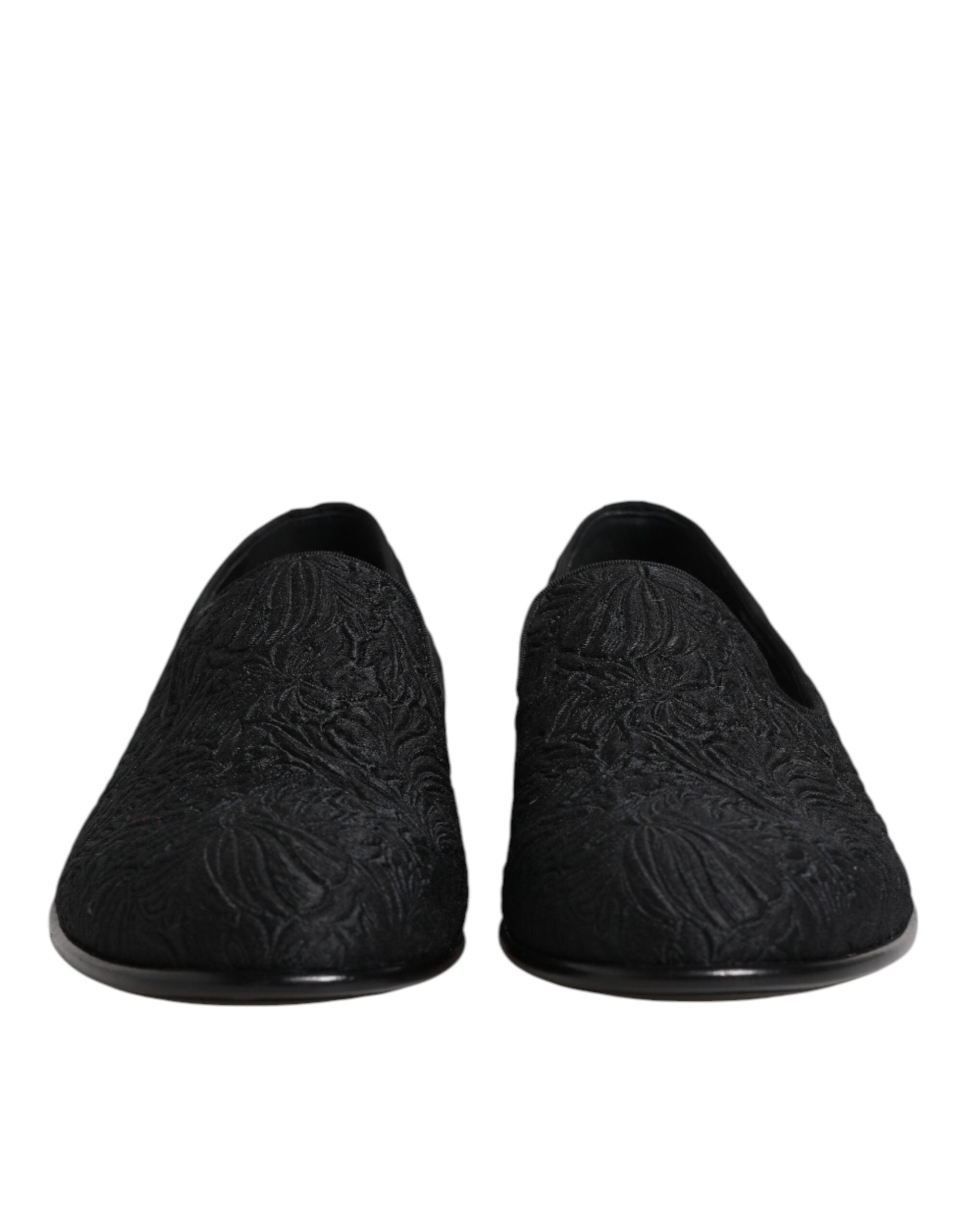 Dolce & Gabbana Black Jacquard Slip On Loafers Formal Shoes -   -  Dolce & Gabbana.