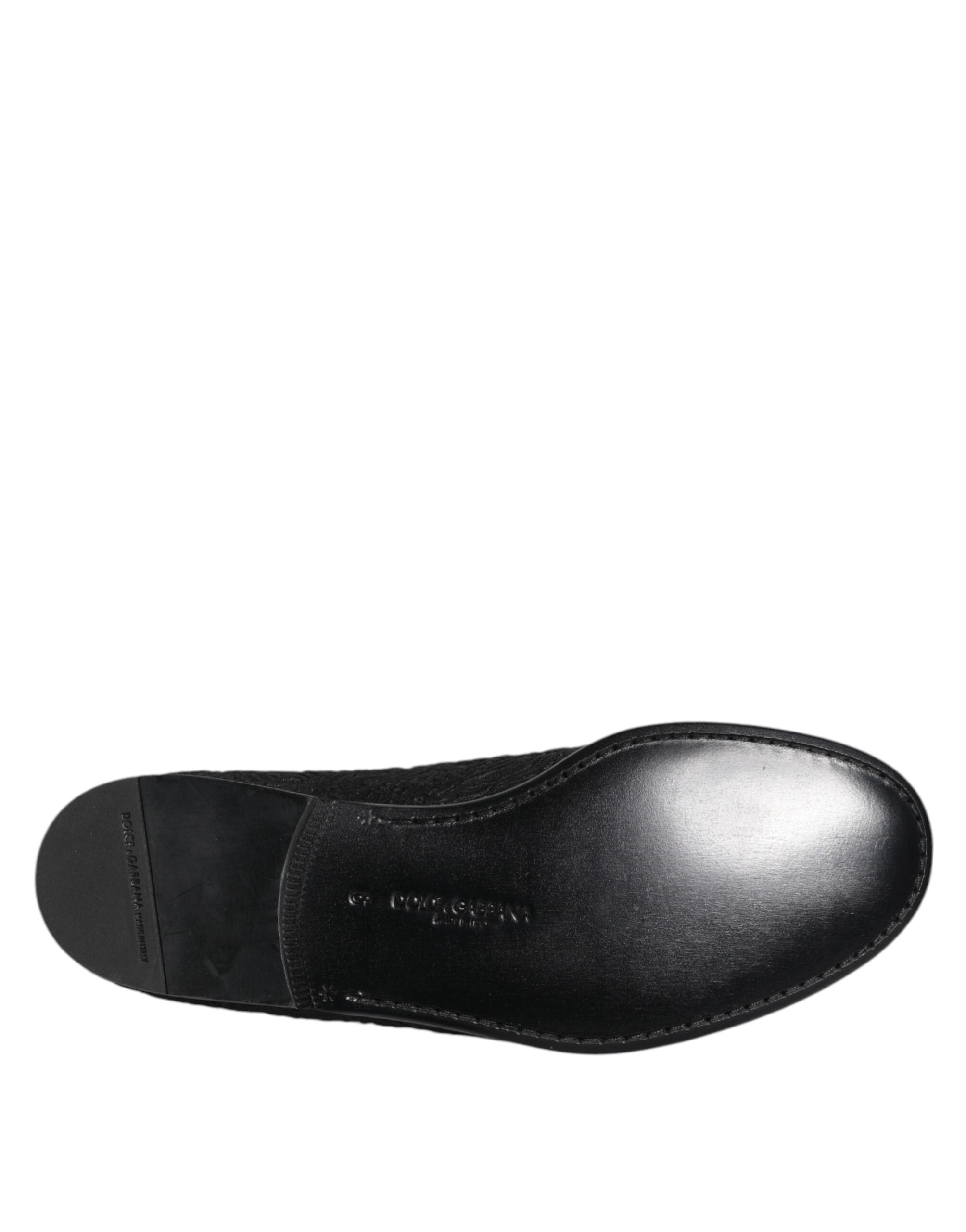 Dolce & Gabbana Black Jacquard Slip On Loafers Formal Shoes -   -  Dolce & Gabbana.