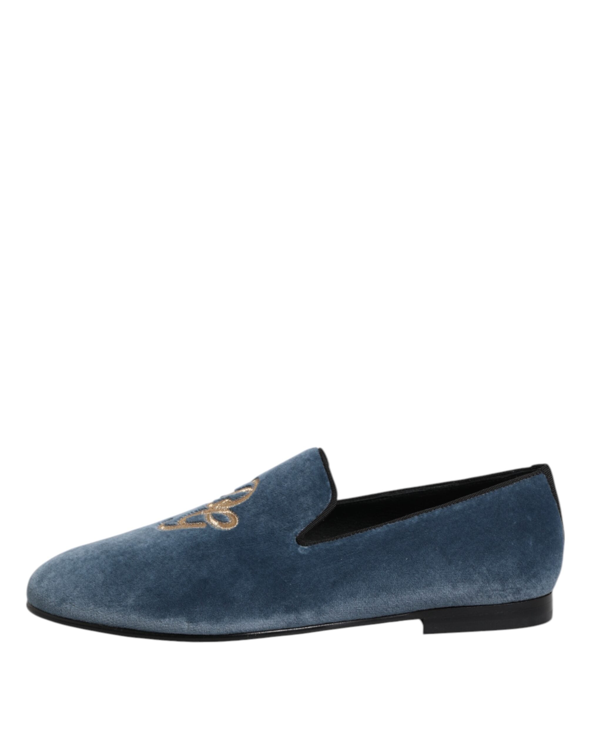 Dolce & Gabbana Blue Velvet DG Logo Loafers Formal Shoes -   -  Dolce & Gabbana.