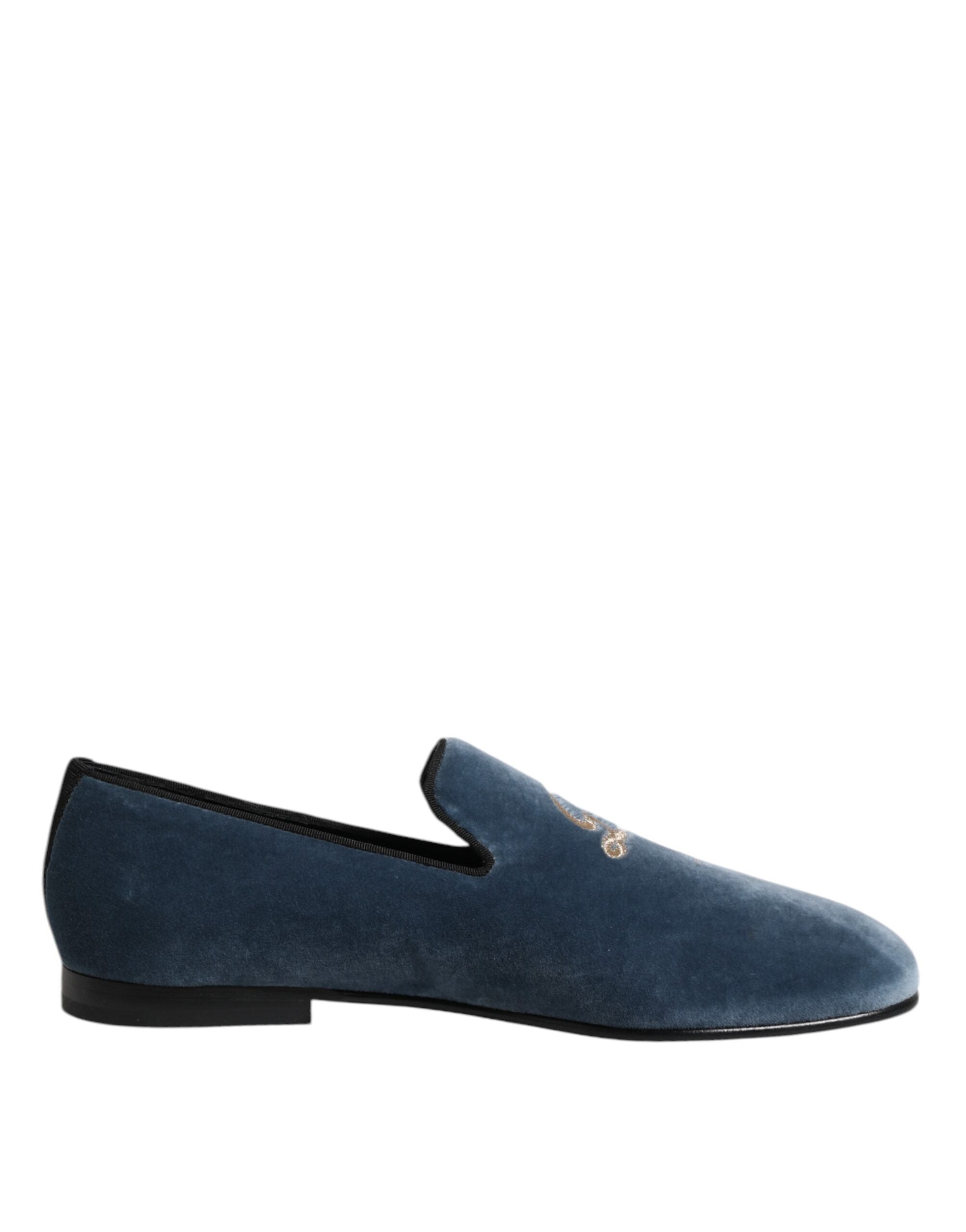 Dolce & Gabbana Blue Velvet DG Logo Loafers Formal Shoes -   -  Dolce & Gabbana.