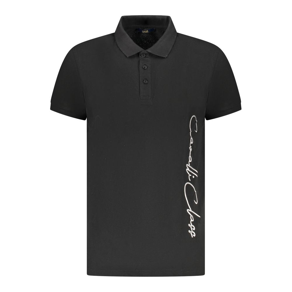Cavalli Class Black Cotton Men Polo Shirt -   -  Cavalli Class.