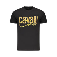 Cavalli Class Black Cotton Men T-Shirt -   -  Cavalli Class.