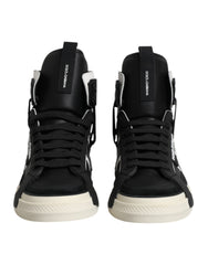 Dolce & Gabbana Black Leather High Top Logo Men Sneakers Shoes -   -  Dolce & Gabbana.