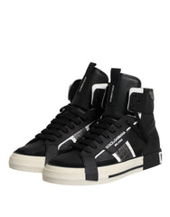 Dolce & Gabbana Black Leather High Top Logo Men Sneakers Shoes -   -  Dolce & Gabbana.