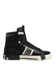 Dolce & Gabbana Black Leather High Top Logo Men Sneakers Shoes -   -  Dolce & Gabbana.