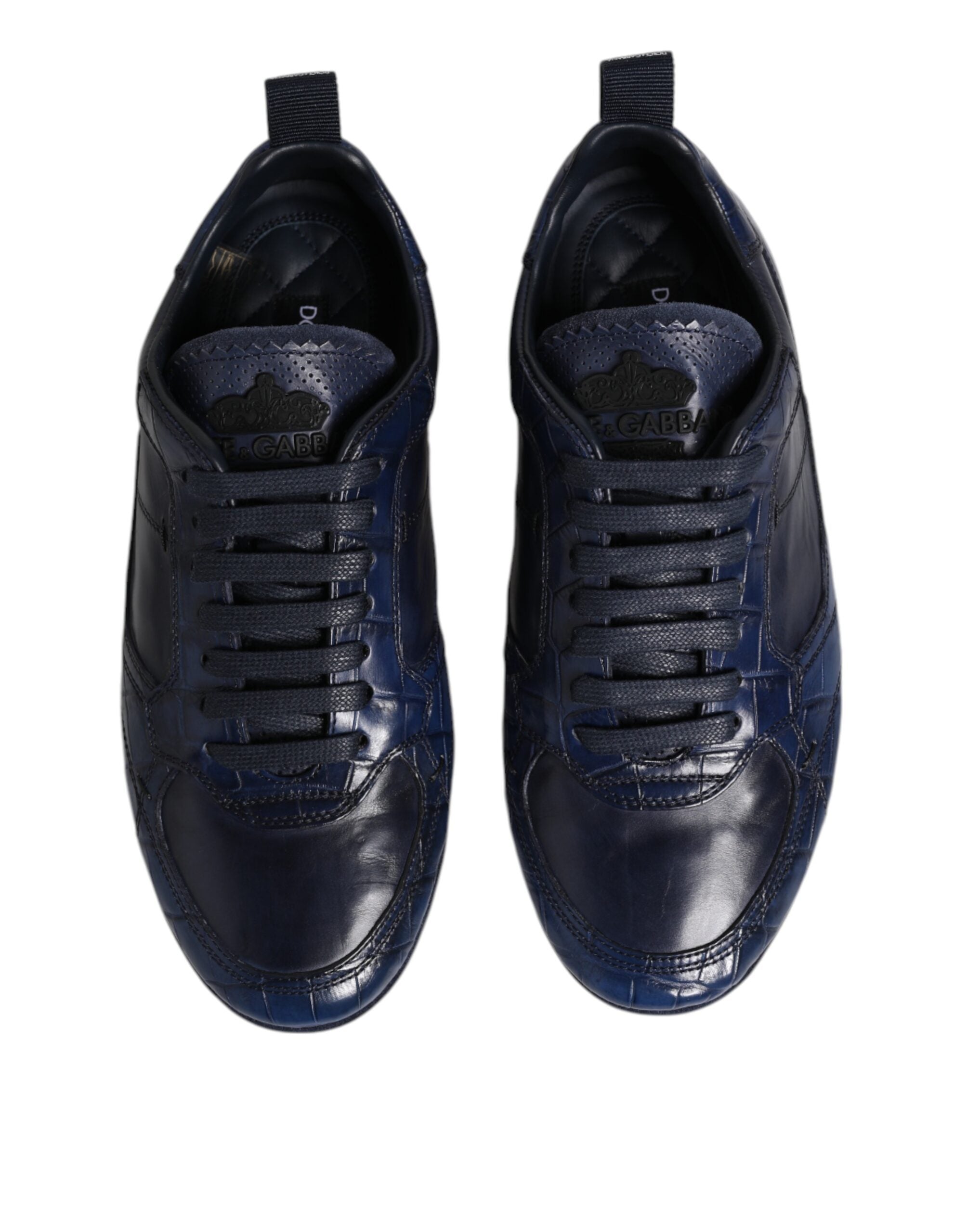 Dolce & Gabbana Dark Blue Leather Low Top Men Sneakers Shoes -   -  Dolce & Gabbana.