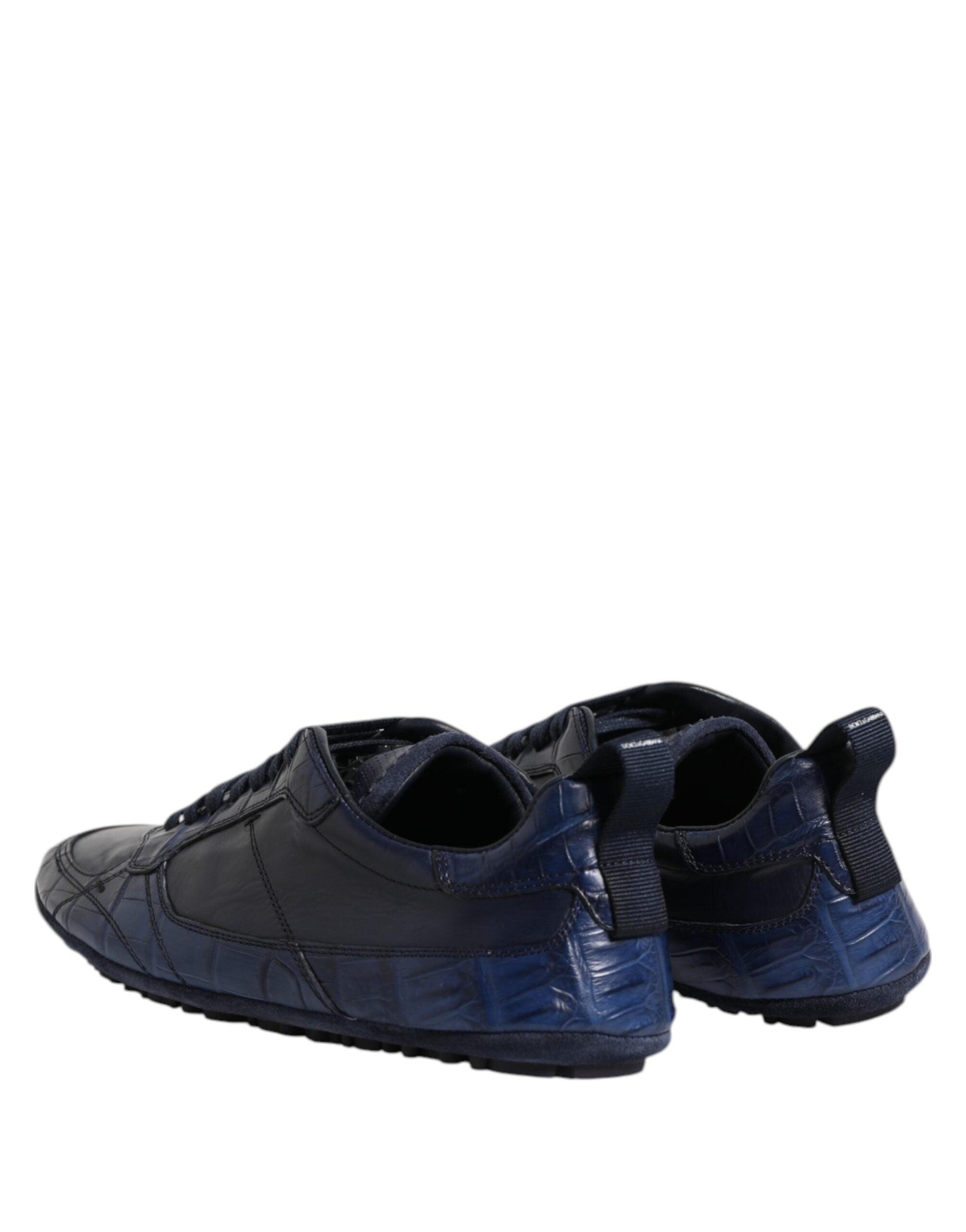 Dolce & Gabbana Dark Blue Leather Low Top Men Sneakers Shoes -   -  Dolce & Gabbana.