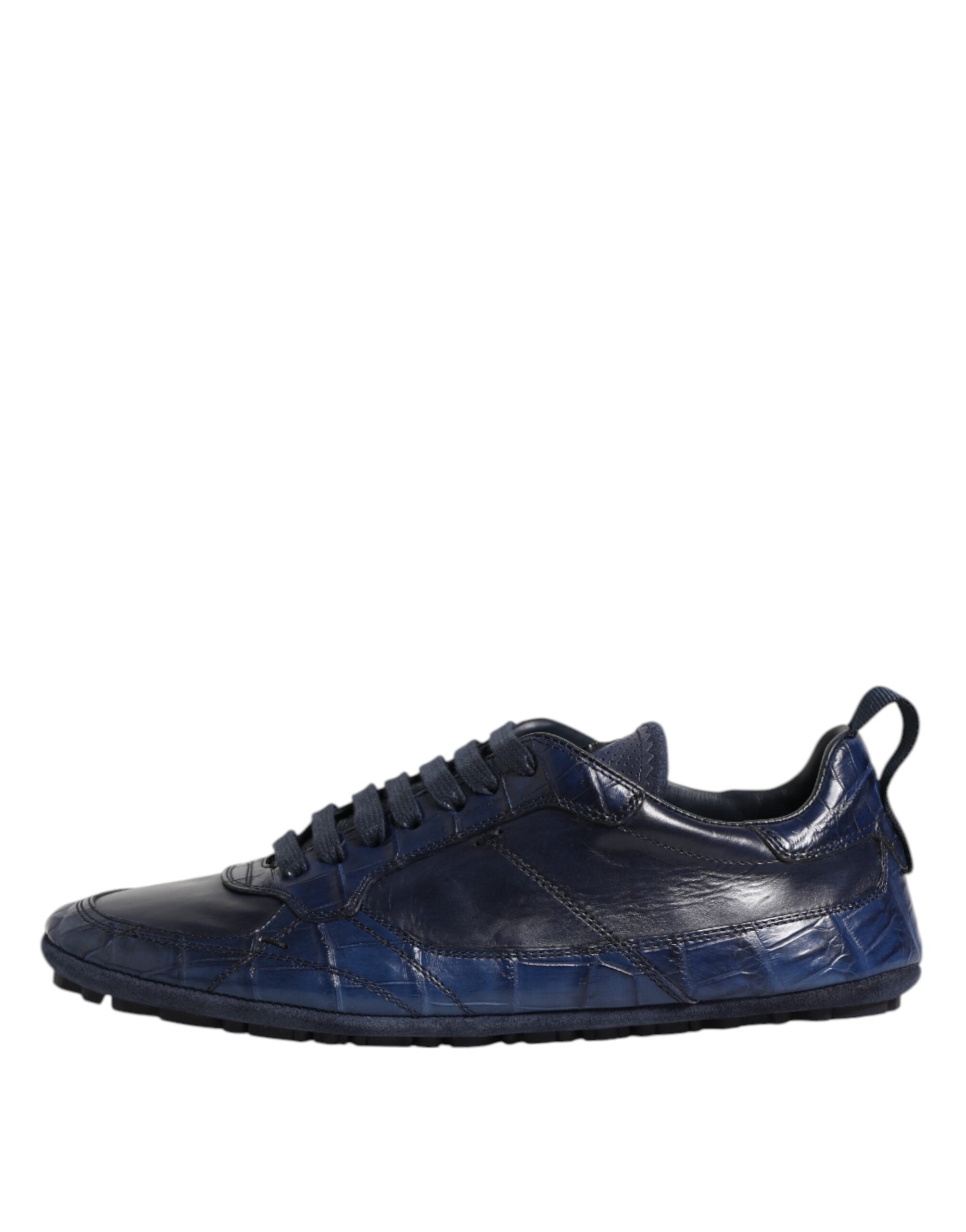 Dolce & Gabbana Dark Blue Leather Low Top Men Sneakers Shoes -   -  Dolce & Gabbana.