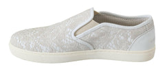 Dolce & Gabbana White Leather Lace Slip On Loafers Shoes -   -  Dolce & Gabbana.