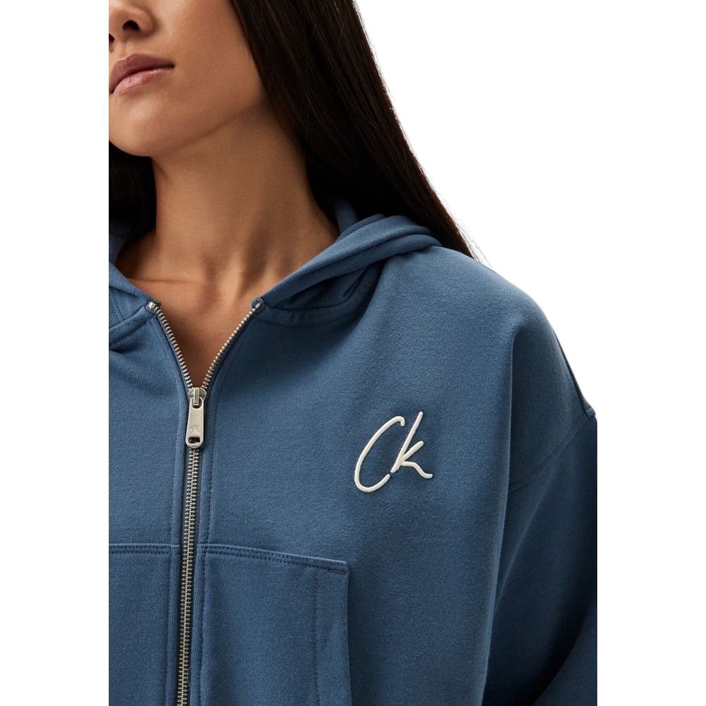 Calvin Klein Jeans Light Blue Cotton Hoody -   -  Calvin Klein Jeans.