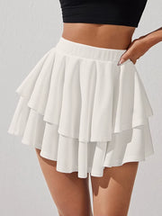 Chic Women's High Waist Double Ruffle Hem A-Line Mini Skirt for Spring & Summer -   -  Tiny Lux.