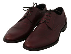 Dolce & Gabbana Red Bordeaux Leather Derby Formal Shoes -   -  Dolce & Gabbana.