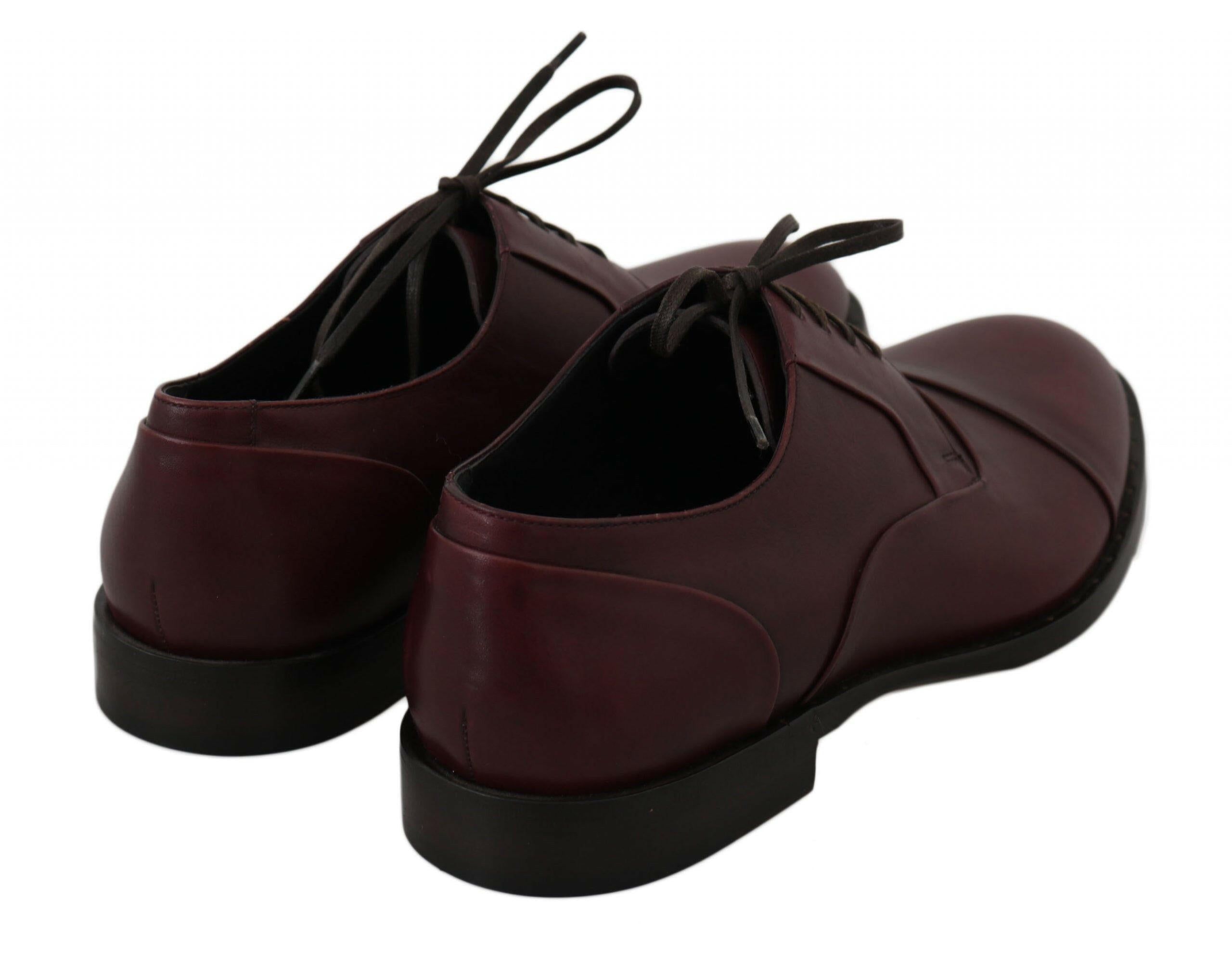Dolce & Gabbana Red Bordeaux Leather Derby Formal Shoes -   -  Dolce & Gabbana.