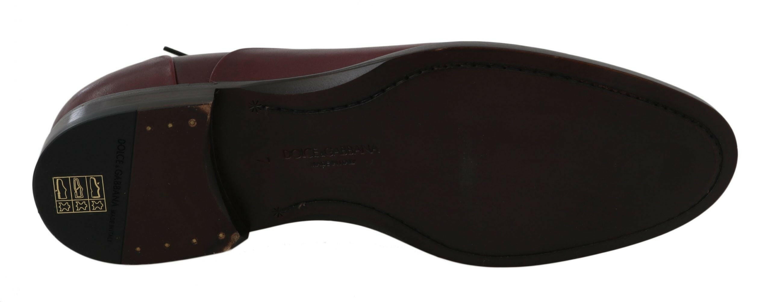 Dolce & Gabbana Red Bordeaux Leather Derby Formal Shoes -   -  Dolce & Gabbana.