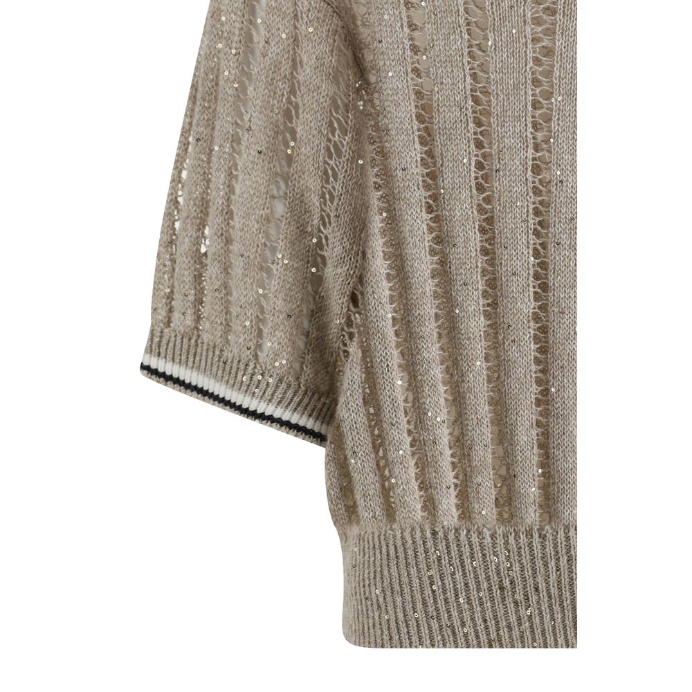 Brunello Cucinelli Openwork knit pattern Sweater with sequins -   -  Brunello Cucinelli.