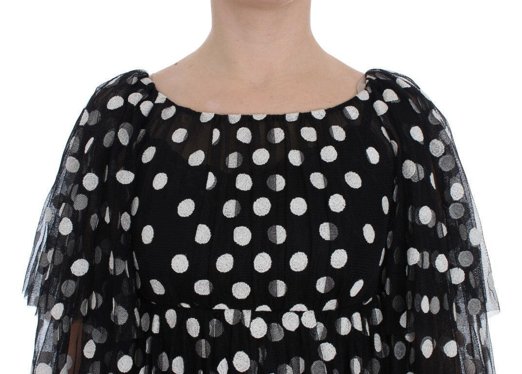 Dolce & Gabbana Black White Polka Dotted Ruffled Dress -   -  Dolce & Gabbana.