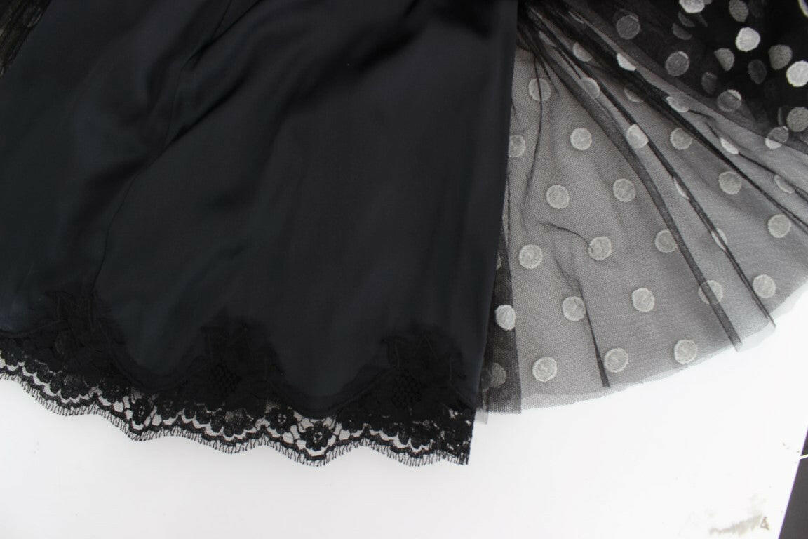 Dolce & Gabbana Black White Polka Dotted Ruffled Dress -   -  Dolce & Gabbana.