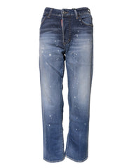 Dsquared² Blue Washed Cotton Mid Waist Straight Jeans -   -  Dsquared².