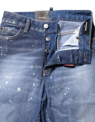 Dsquared² Blue Washed Cotton Mid Waist Straight Jeans -   -  Dsquared².