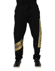 Dolce & Gabbana Black Cotton Logo Tape Men Jogger Pants -   -  Dolce & Gabbana.