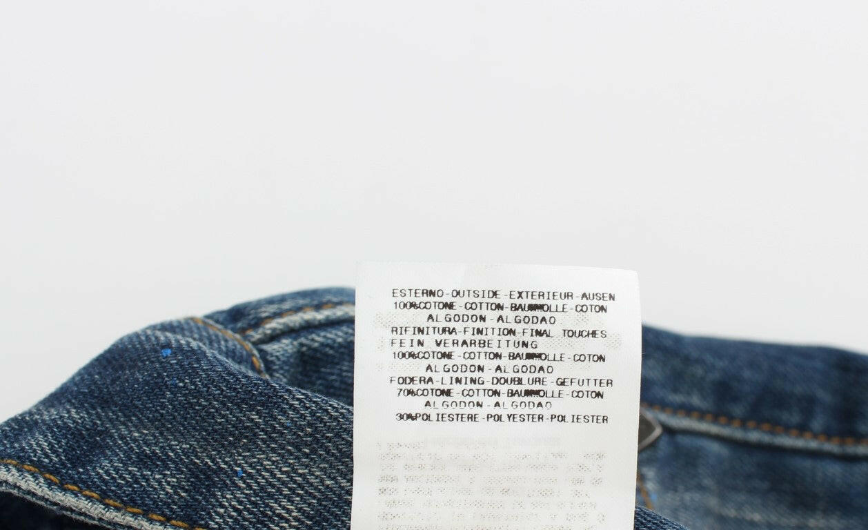 Costume National Blue Wash Paint Slim Fit Pants Jeans -   -  Costume National.