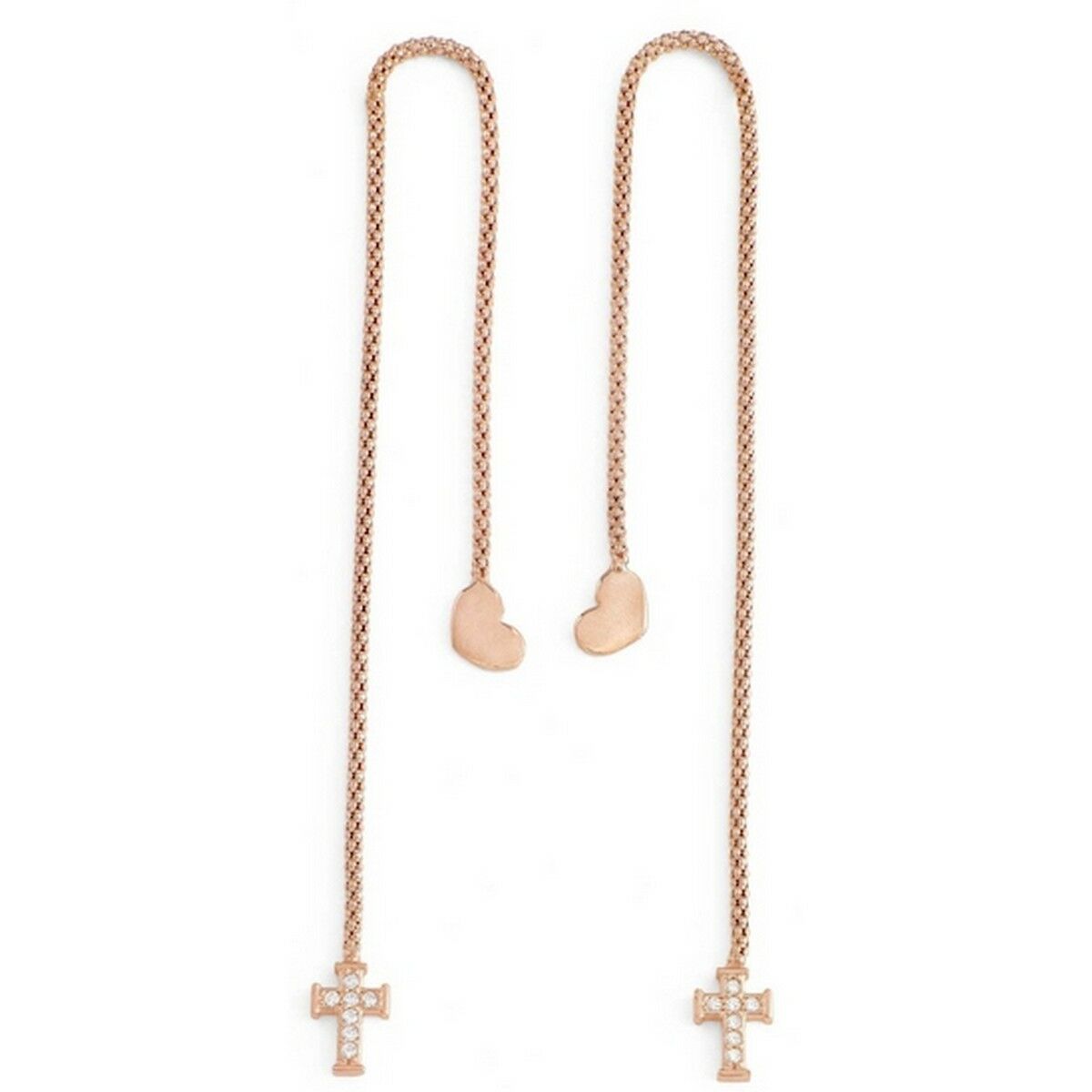 Ladies' Earrings Amen CUORE CROCE CRISTALLI ROSE GOLD Sterling silver 925 -  Jewellery, Women -  Amen.