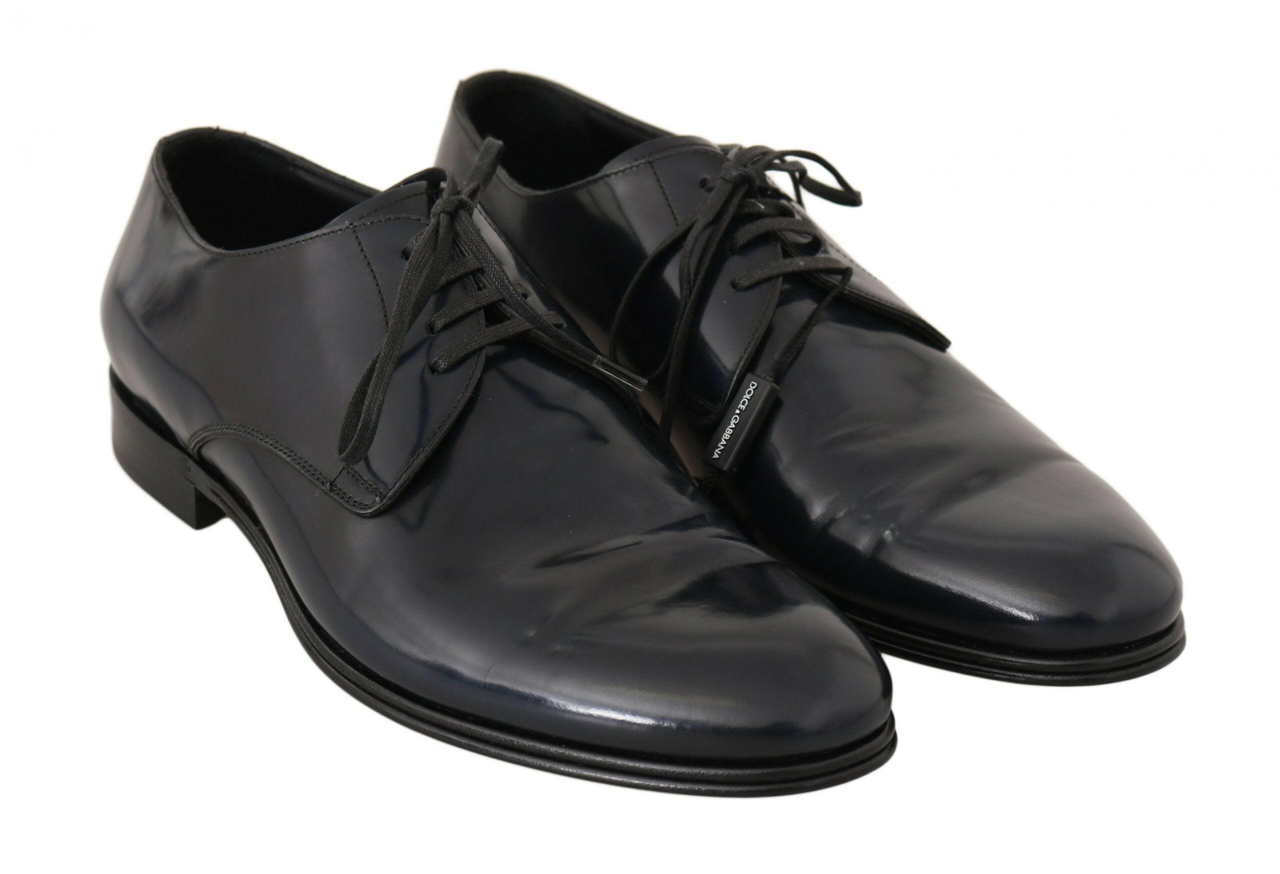 Dolce & Gabbana Blue Leather Dress Derby Formal Mens Shoes -   -  Dolce & Gabbana.