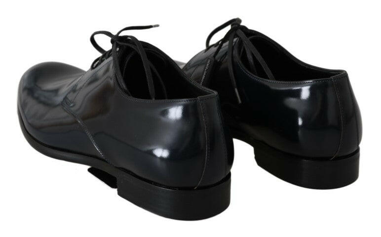 Dolce & Gabbana Blue Leather Polished Dress Derby Shoes -   -  Dolce & Gabbana.