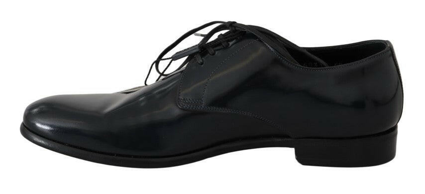 Dolce & Gabbana Blue Leather Polished Dress Derby Shoes -   -  Dolce & Gabbana.