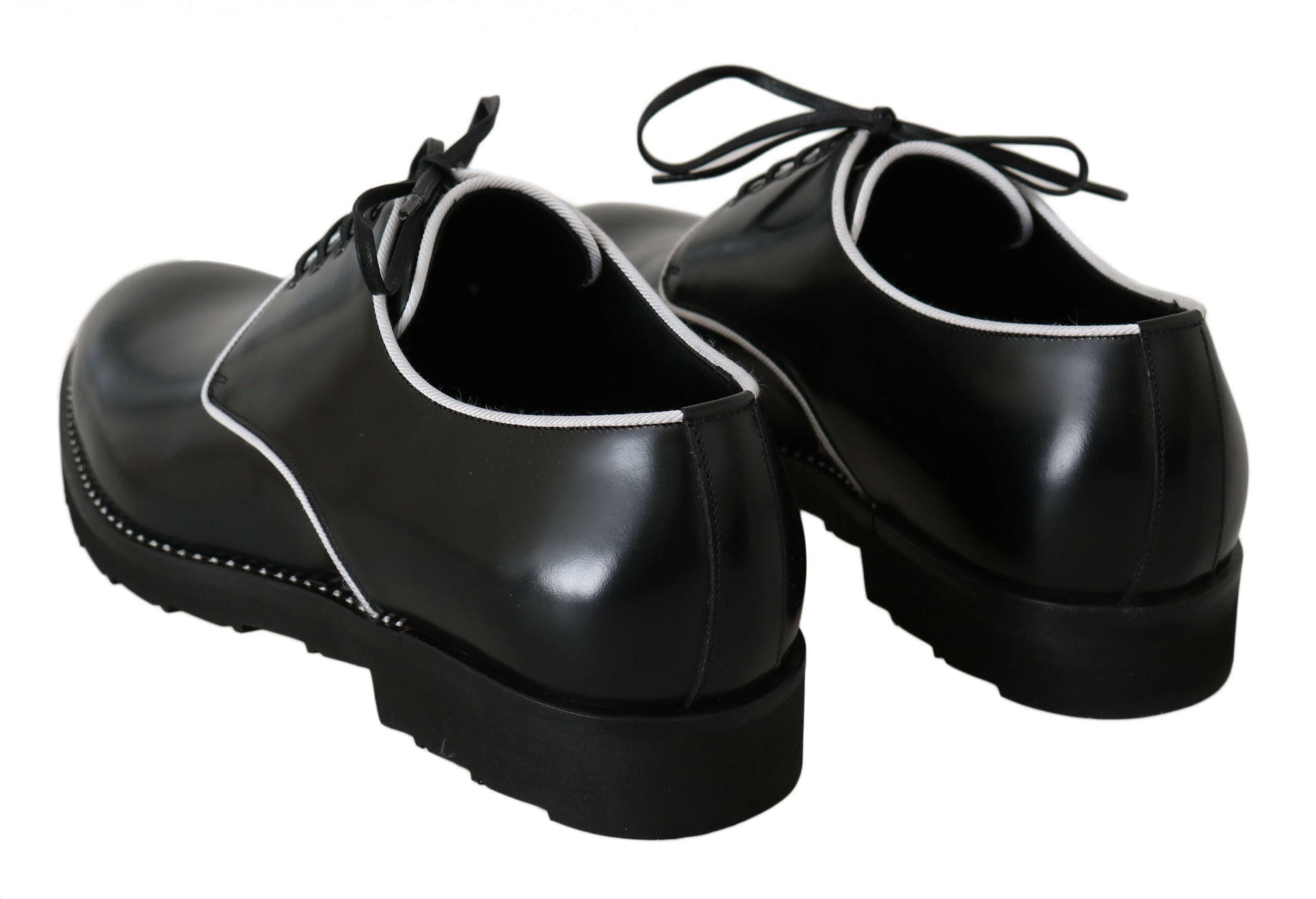 Dolce & Gabbana Black Leather White Line Dress Derby Shoes -   -  Dolce & Gabbana.