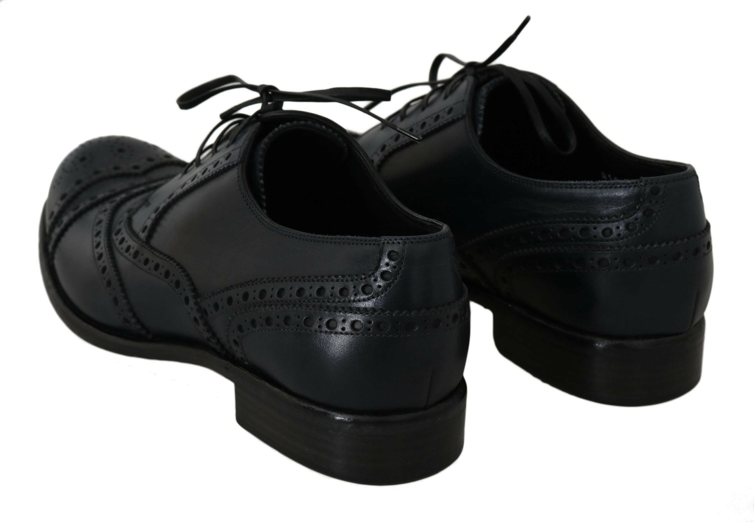 Dolce & Gabbana Dark Blue Leather Wingtip Oxford Dress Shoes -   -  Dolce & Gabbana.