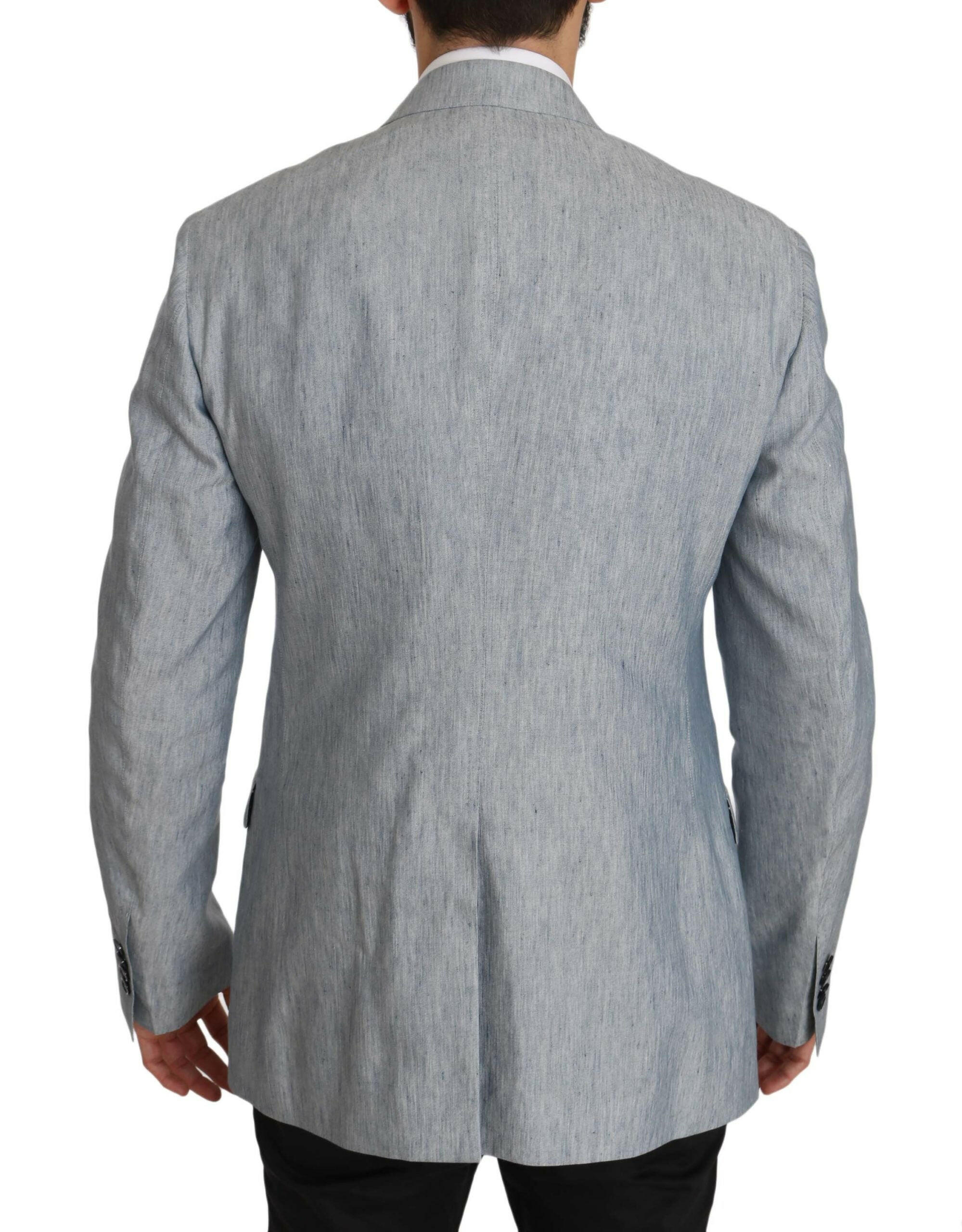 Dolce & Gabbana Blue Flax NAPOLI Jacket Coat Blazer -   -  Dolce & Gabbana.