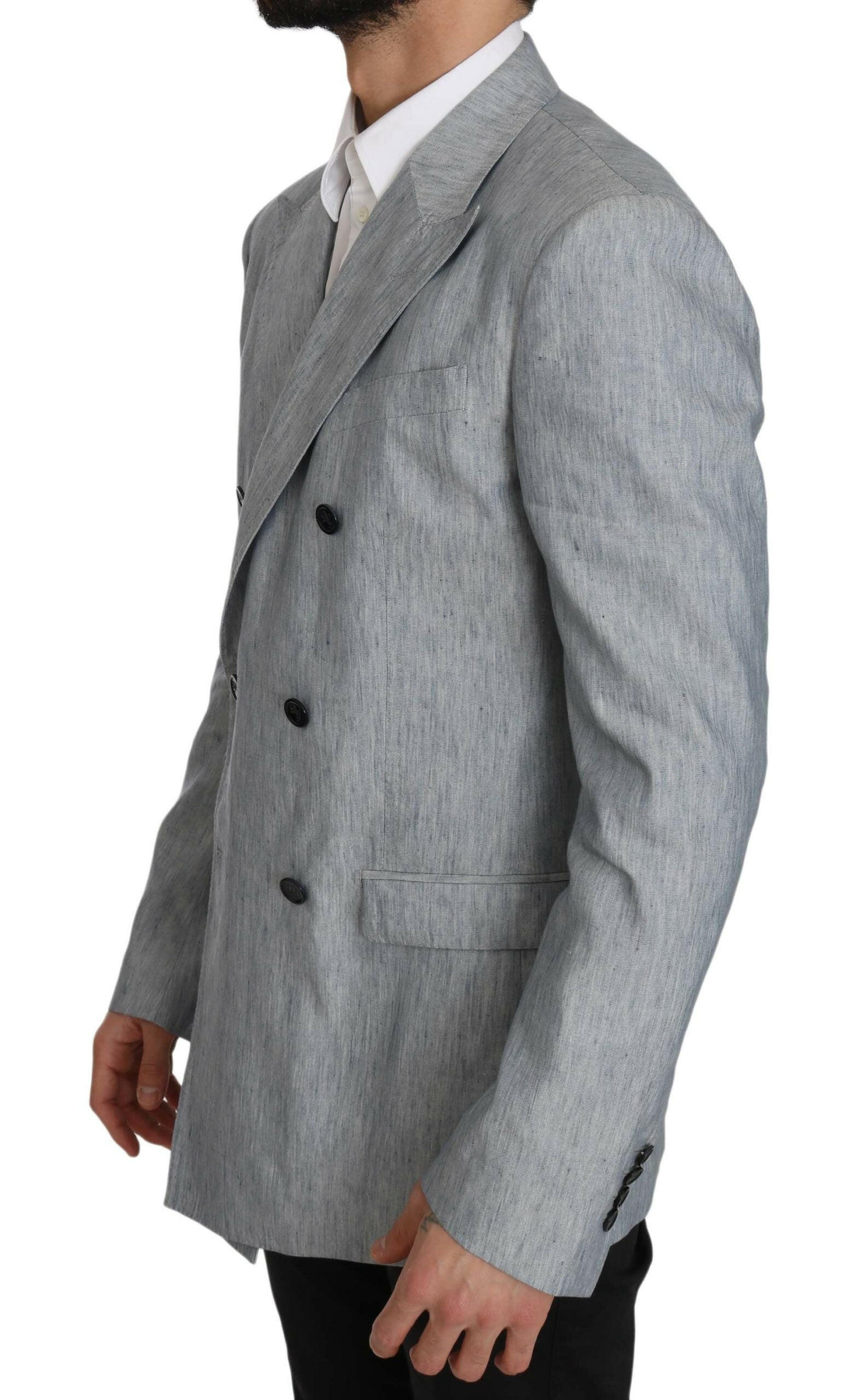 Dolce & Gabbana Blue Flax NAPOLI Jacket Coat Blazer -   -  Dolce & Gabbana.