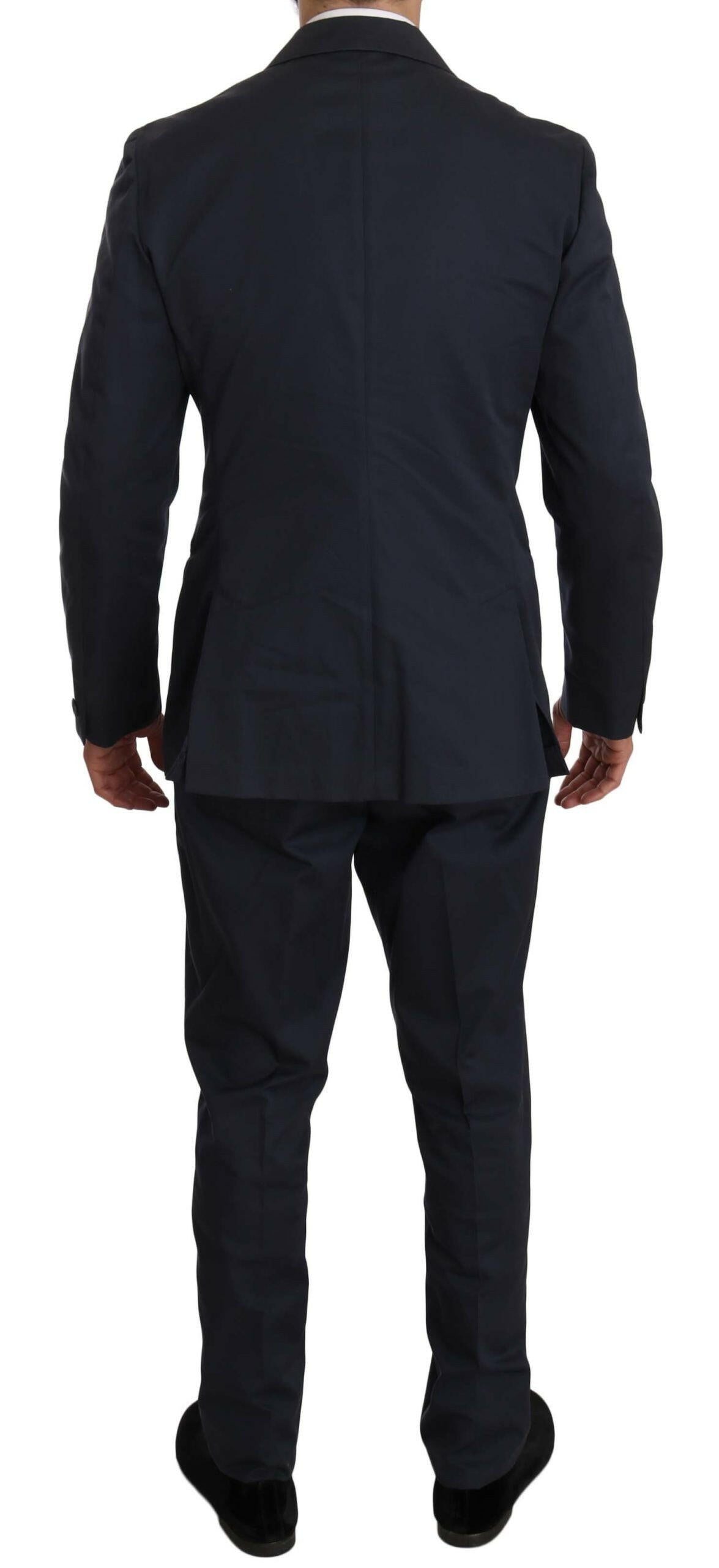 Romeo Gigli Two Piece 3 Button Cotton Blue Solid Suit -   -  Romeo Gigli.