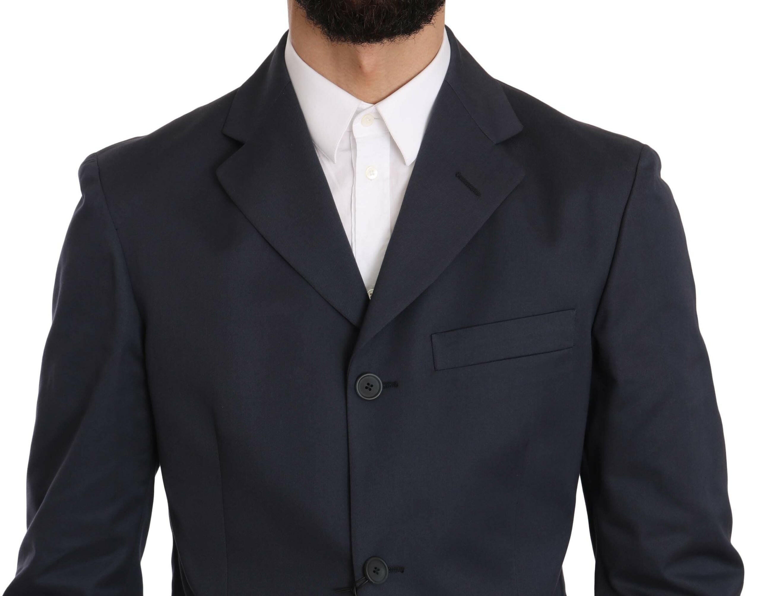 Romeo Gigli Two Piece 3 Button Cotton Blue Solid Suit -   -  Romeo Gigli.