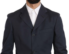 Romeo Gigli Two Piece 3 Button Cotton Blue Solid Suit -   -  Romeo Gigli.