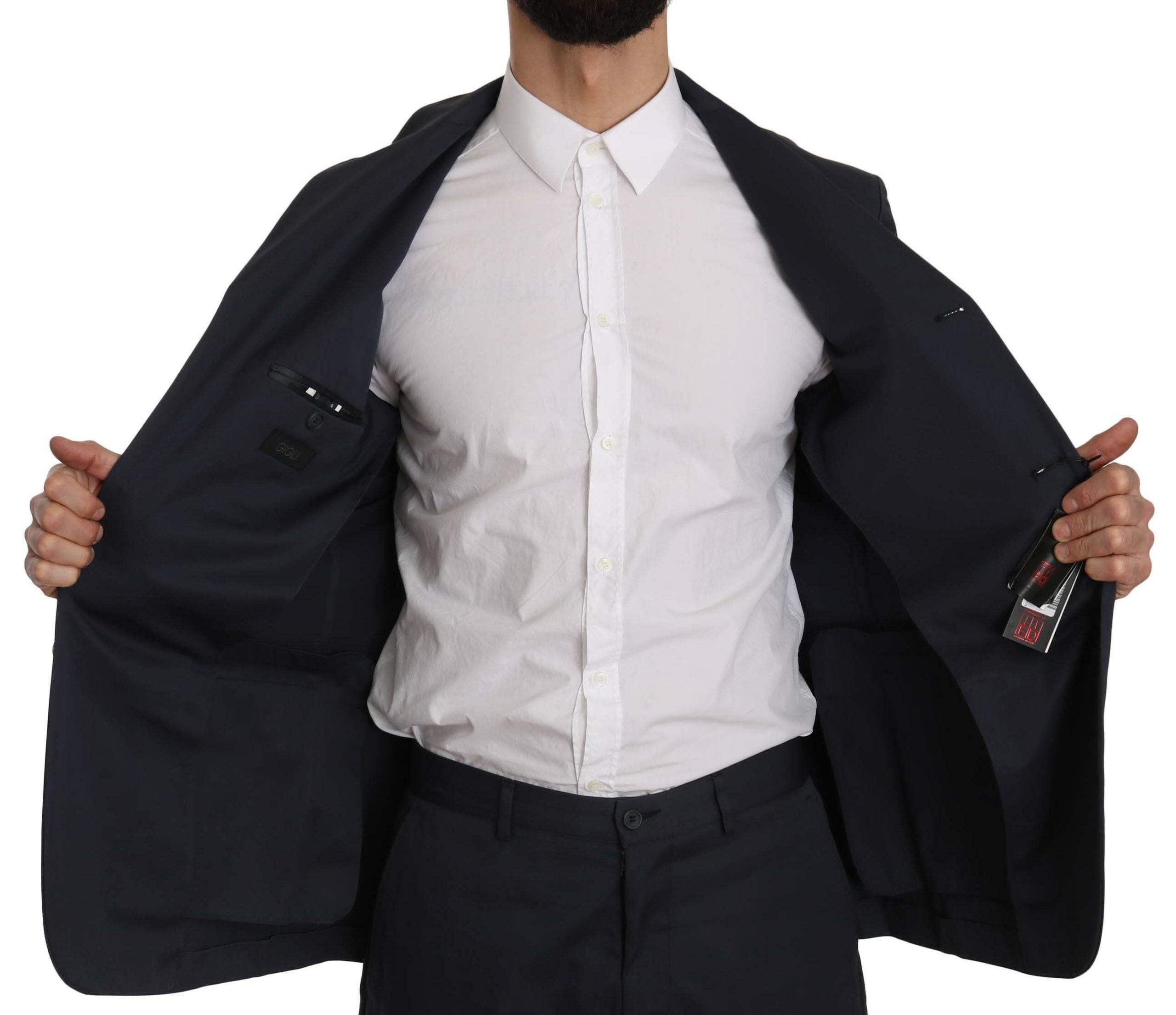 Romeo Gigli Two Piece 3 Button Cotton Blue Solid Suit -   -  Romeo Gigli.