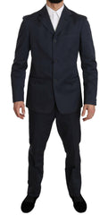Romeo Gigli Two Piece 3 Button Cotton Blue Solid Suit -   -  Romeo Gigli.