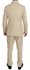 Romeo Gigli Two Piece 3 Button Beige Cotton Solid Suit -   -  Romeo Gigli.