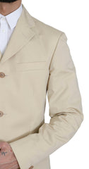 Romeo Gigli Two Piece 3 Button Beige Cotton Solid Suit -   -  Romeo Gigli.