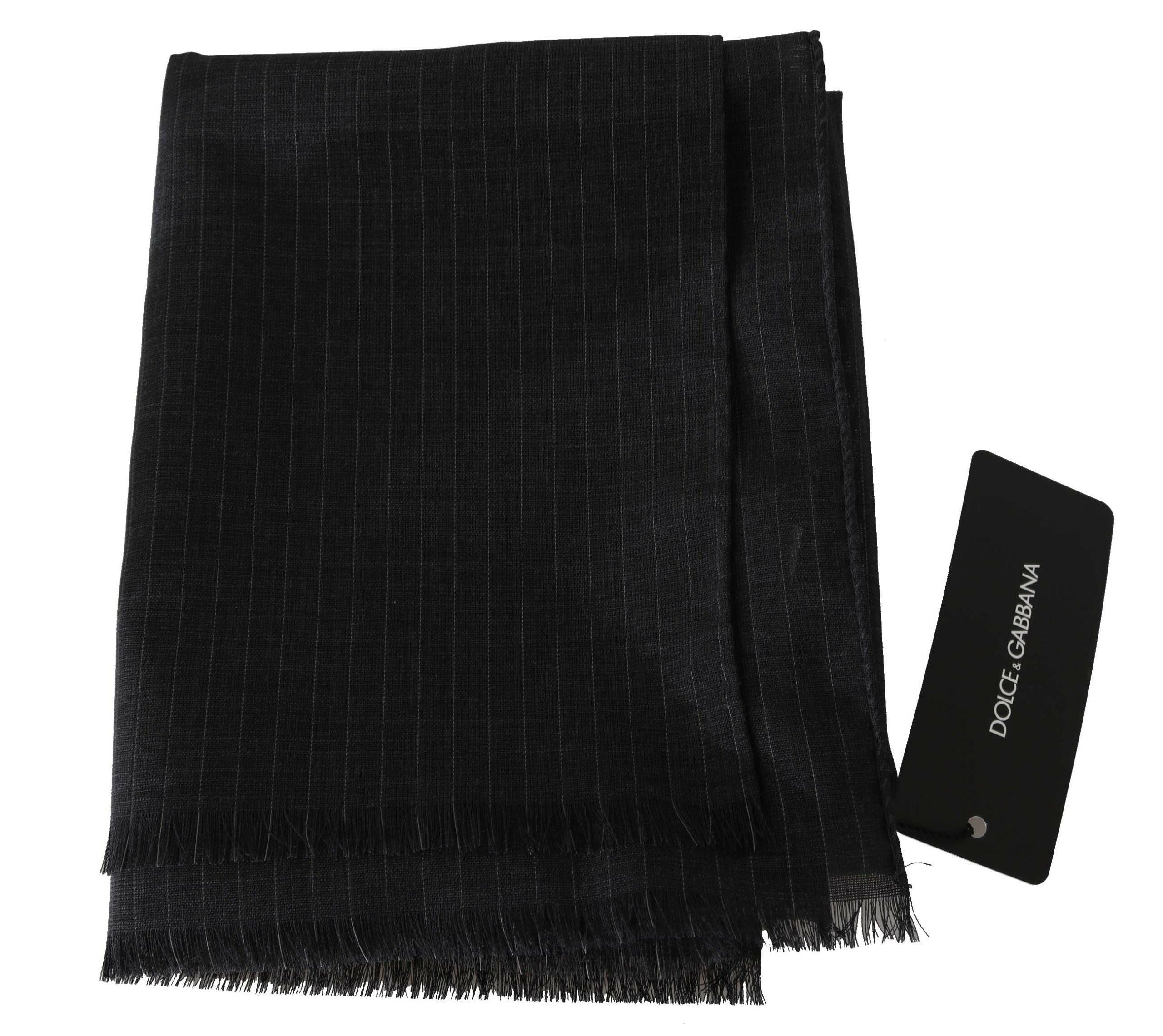 Dolce & Gabbana Gray 100% Wool Striped Pattern Wrap Scarf -   -  Dolce & Gabbana.