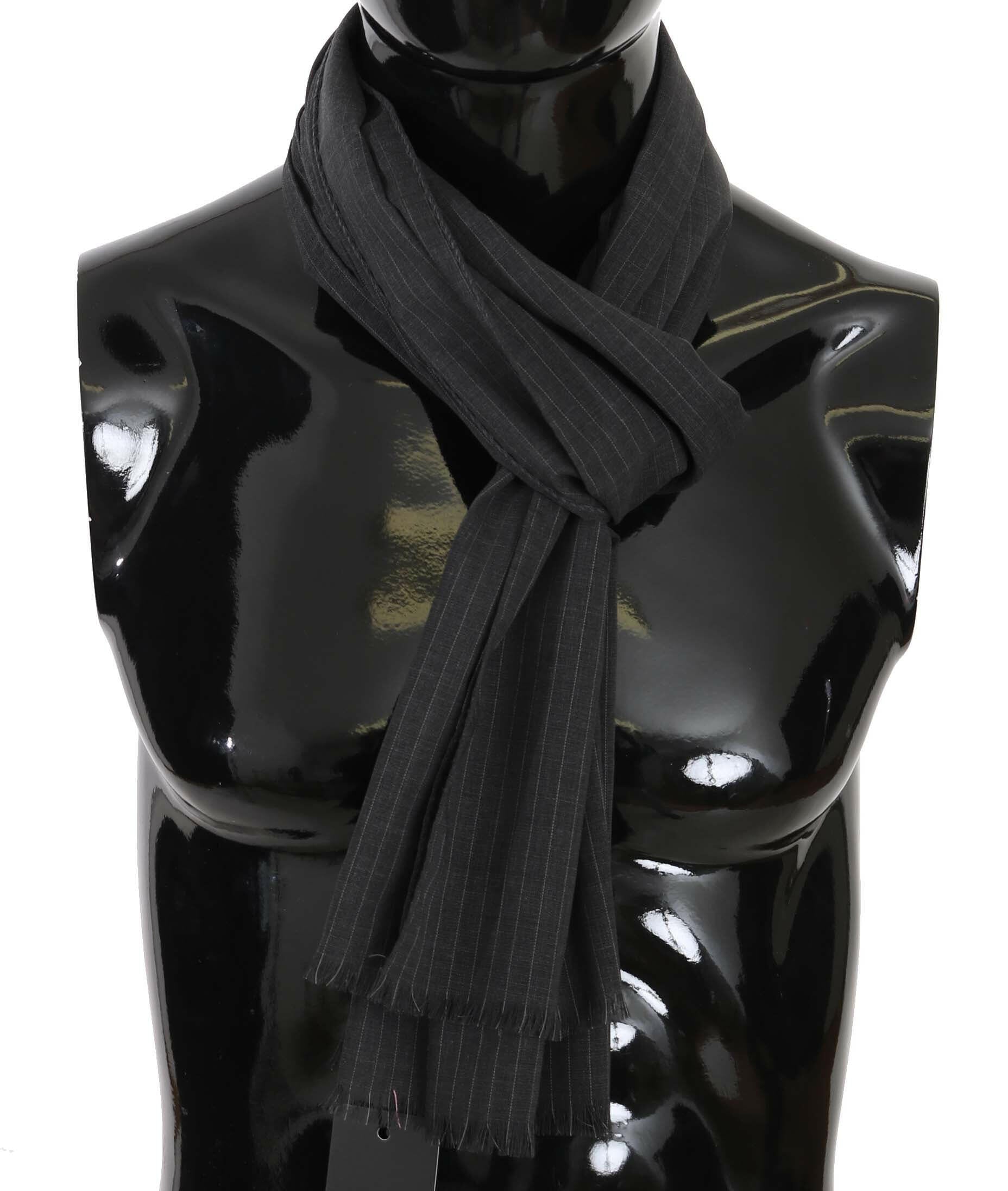 Dolce & Gabbana Gray 100% Wool Striped Pattern Wrap Scarf -   -  Dolce & Gabbana.