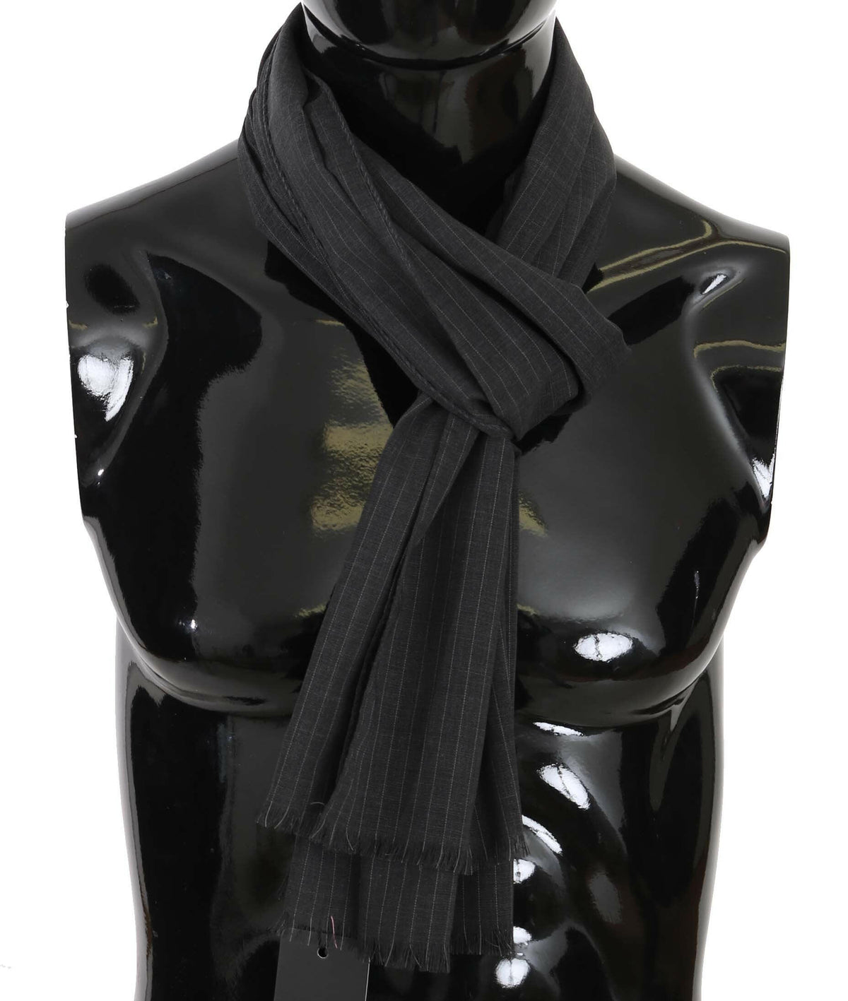 Dolce & Gabbana Gray 100% Wool Striped Pattern Wrap Scarf -   -  Dolce & Gabbana.