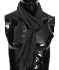 Dolce & Gabbana Gray 100% Wool Striped Pattern Wrap Scarf -   -  Dolce & Gabbana.