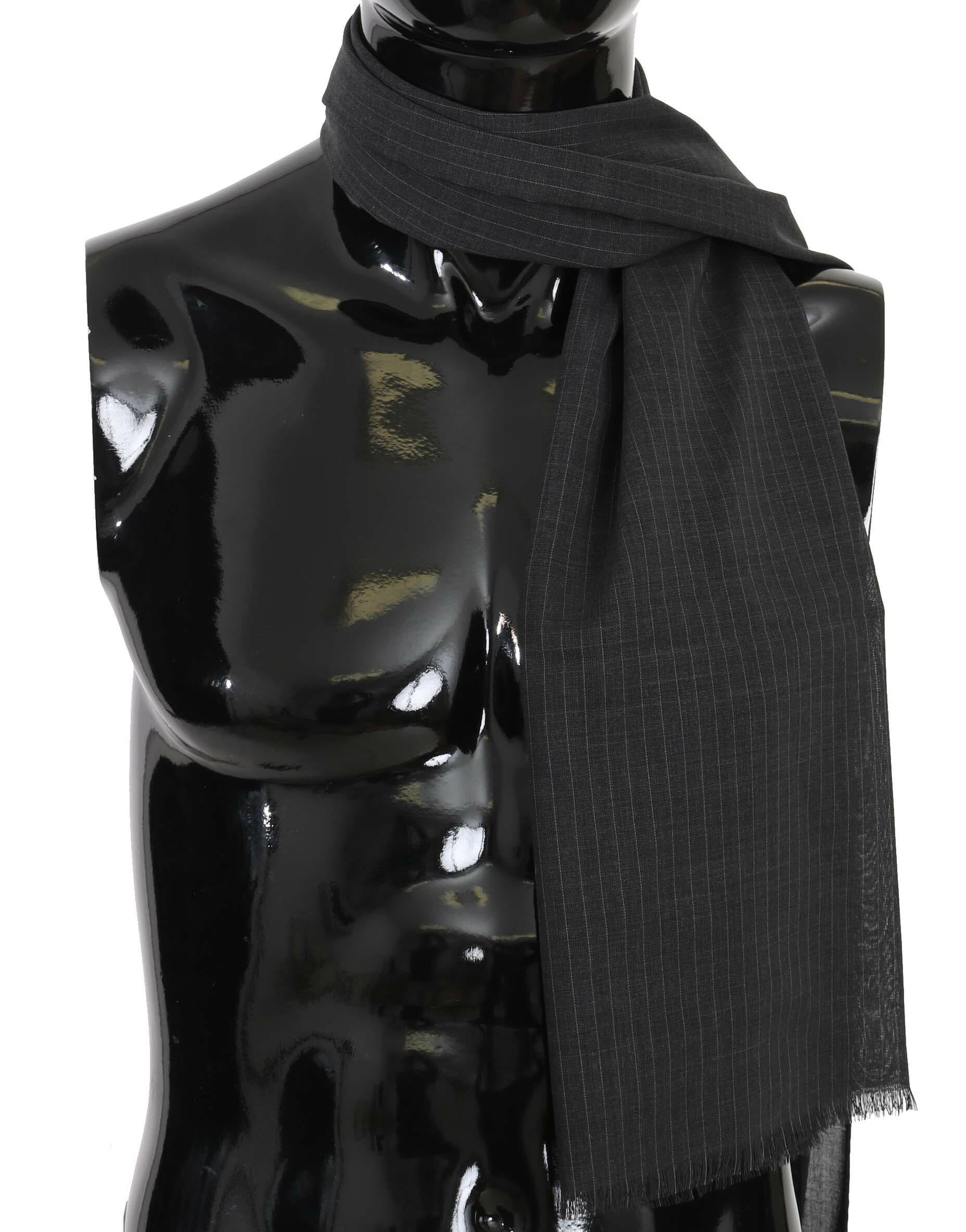 Dolce & Gabbana Gray 100% Wool Striped Pattern Wrap Scarf -   -  Dolce & Gabbana.