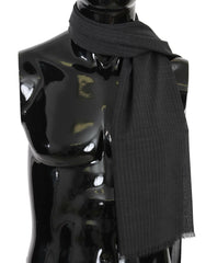 Dolce & Gabbana Gray 100% Wool Striped Pattern Wrap Scarf -   -  Dolce & Gabbana.