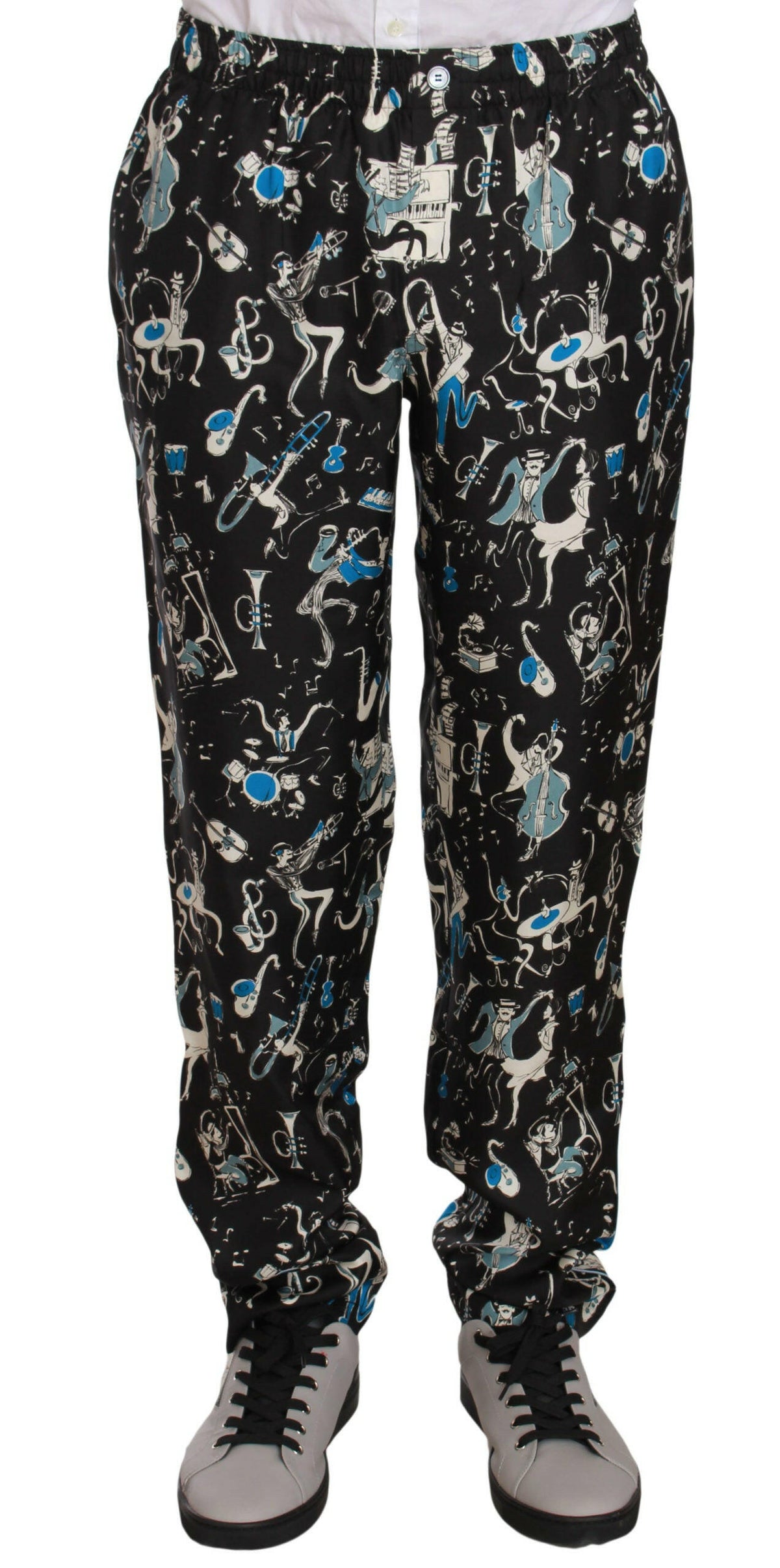 Dolce & Gabbana Black Musical Instrument Sleepwear Pants -   -  Dolce & Gabbana.