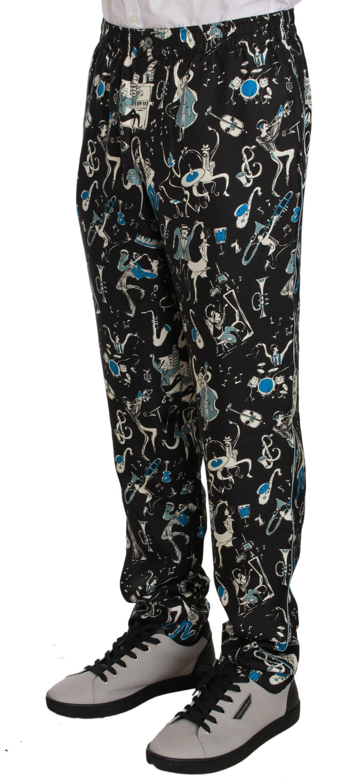 Dolce & Gabbana Black Musical Instrument Sleepwear Pants -   -  Dolce & Gabbana.