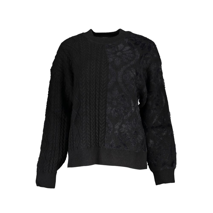 Desigual - Textured Cable Knit Cotton Sweater - Black Desigual